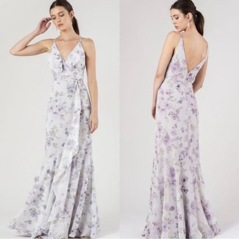 NEW NWT Jenny Yoo Ensley Meadow Cloud Painted Petals Floral Maxi Dress Size 8